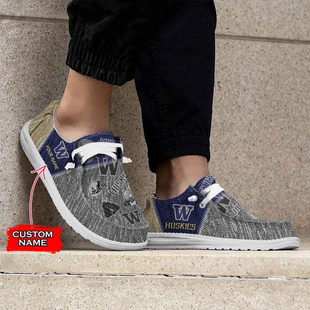 NCAA Washington Huskies Custom Name Hey Dude Shoes 08 M79
