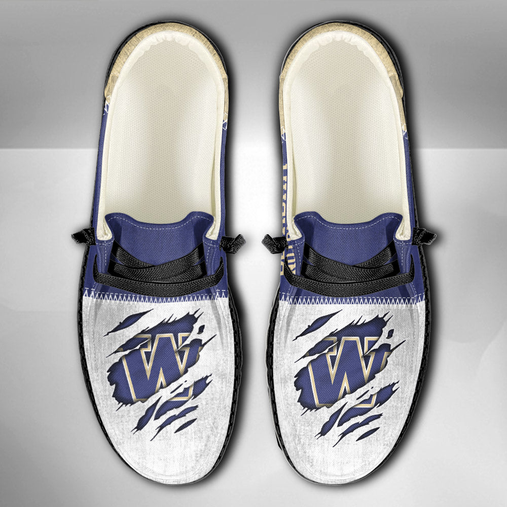 NCAA Washington Huskies Custom Name Hey Dude Shoes 09 M79