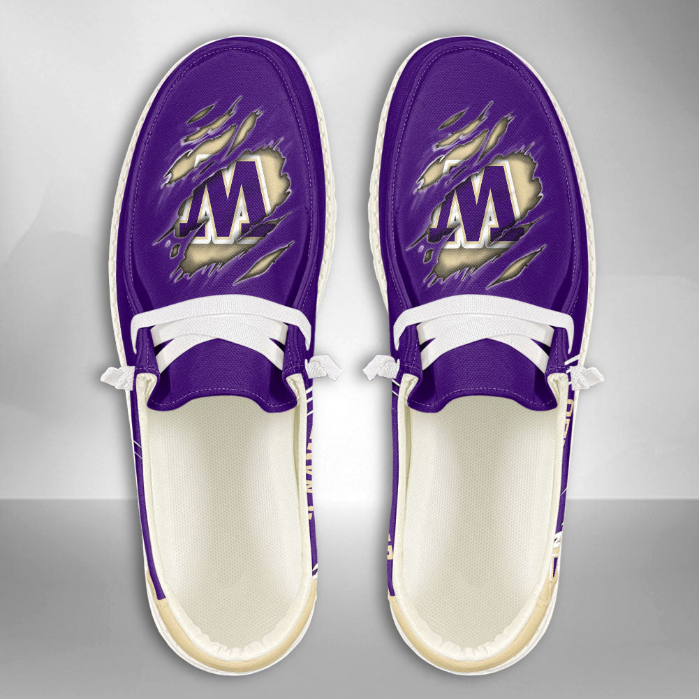 NCAA Washington Huskies Custom Name Hey Dude Shoes 10 M79