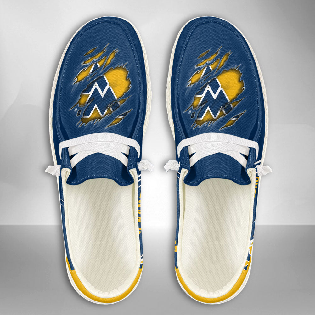 NCAA West Virginia Mountaineers Custom Name Hey Dude Shoes 06