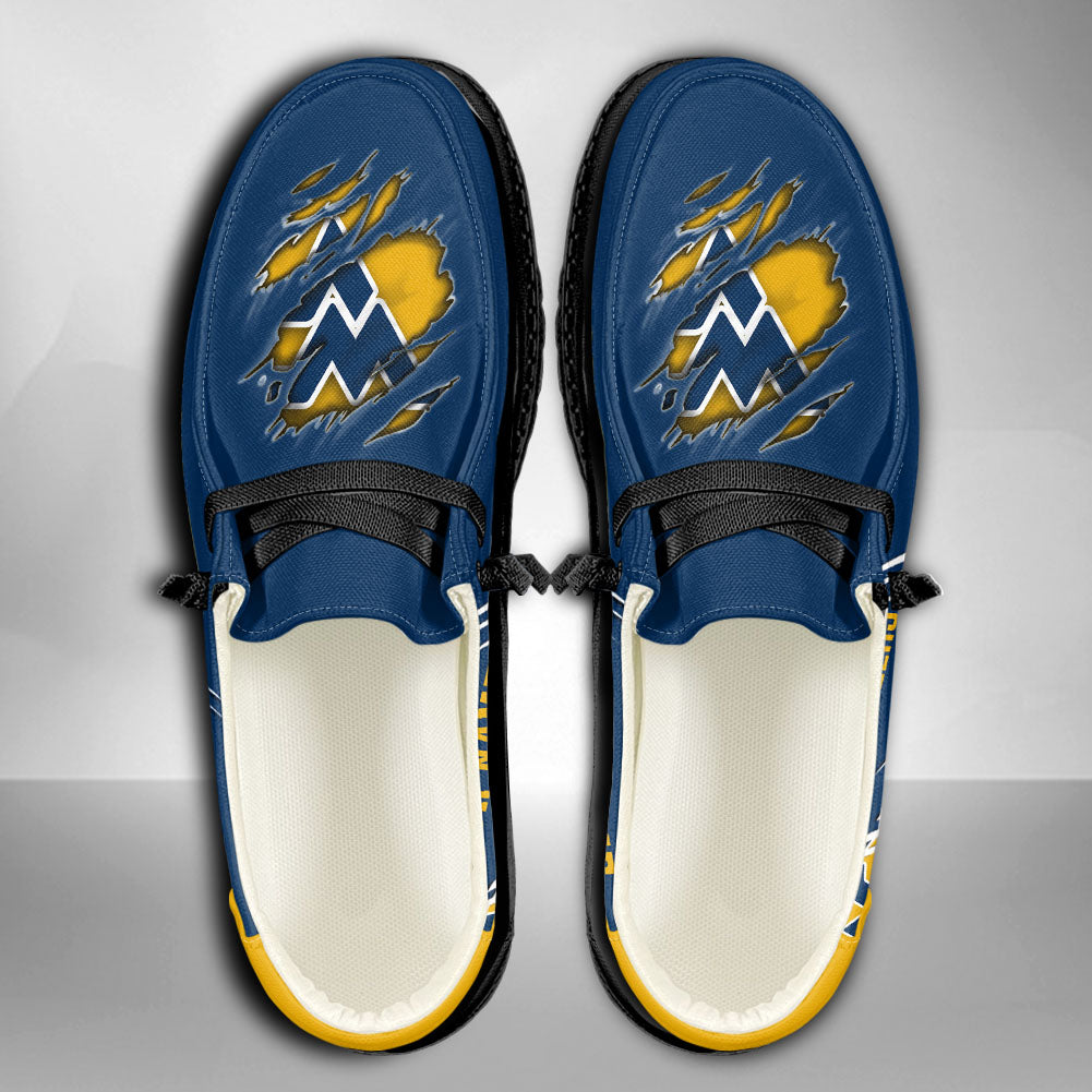 NCAA West Virginia Mountaineers Custom Name Hey Dude Shoes 06 M7
