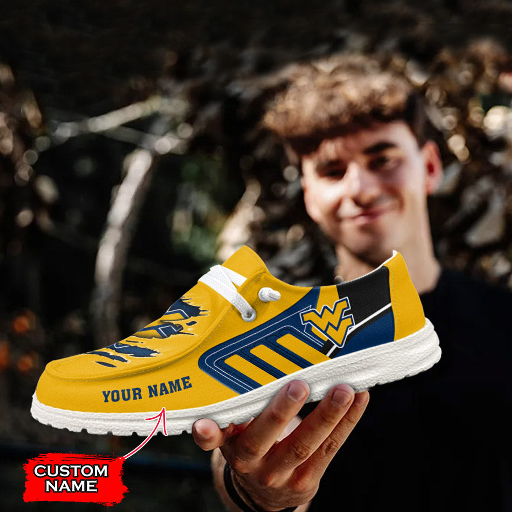 NCAA West Virginia Mountaineers Custom Name Hey Dude Shoes 07 M7