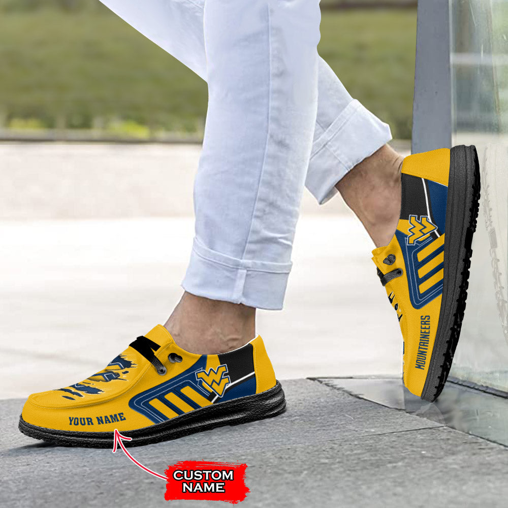 NCAA West Virginia Mountaineers Custom Name Hey Dude Shoes 11 M79