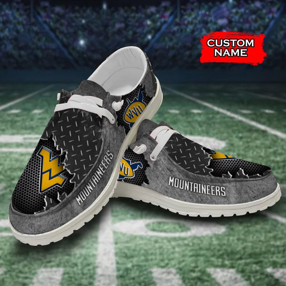 NCAA West Virginia Mountaineers Custom Name Hey Dude Shoes 15 M79