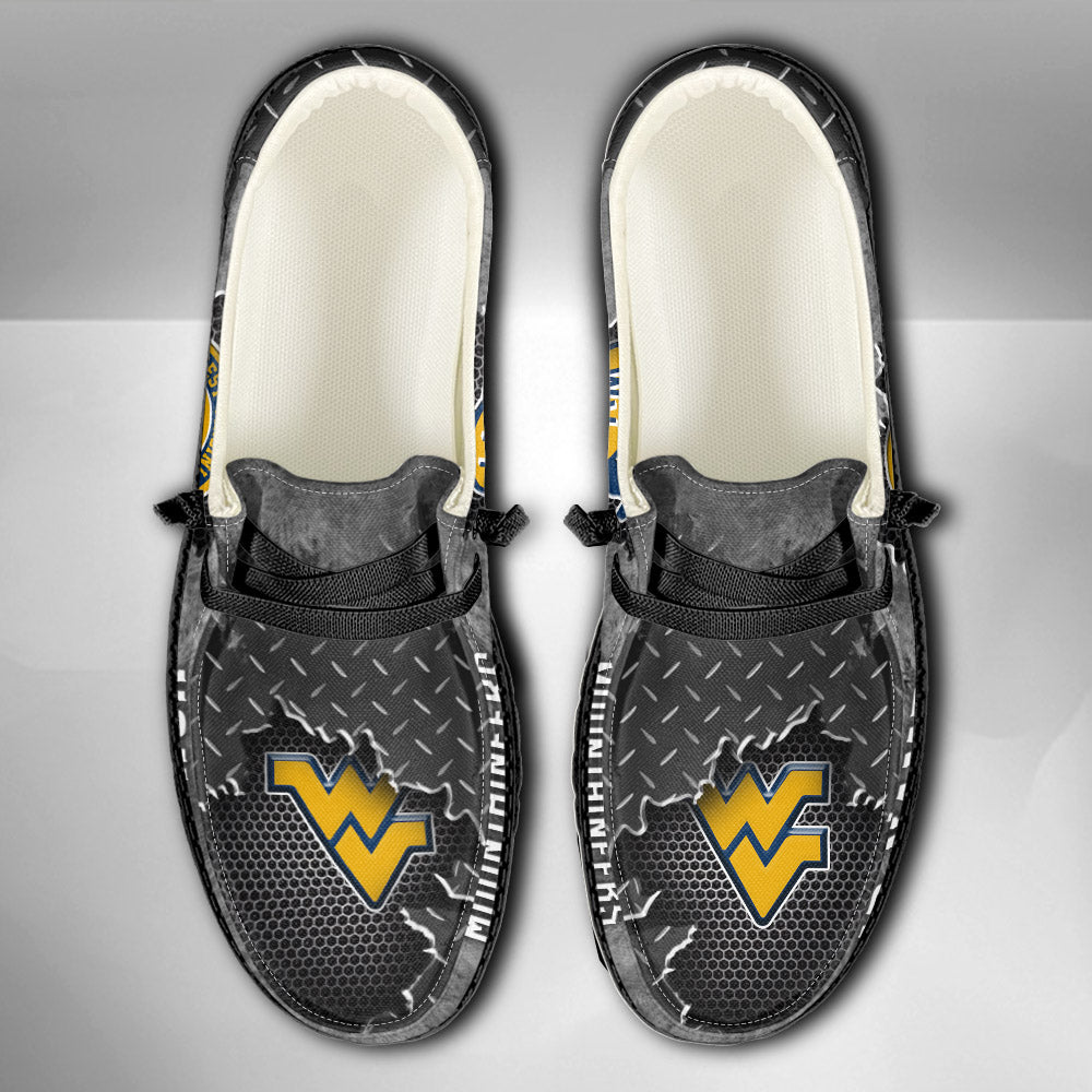 NCAA West Virginia Mountaineers Custom Name Hey Dude Shoes 15 M79