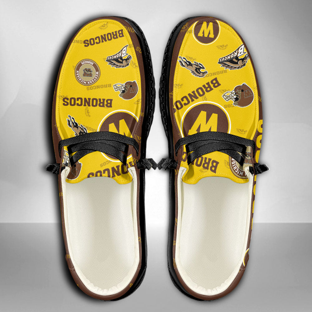 NCAA Western Michigan Broncos Custom Name Hey Dude Shoes 01 M7
