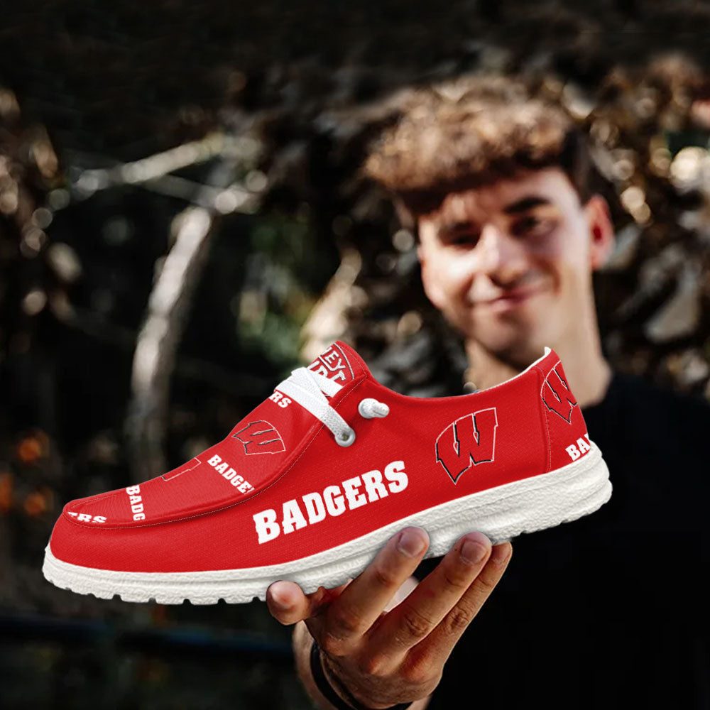 NCAA Wisconsin Badgers - Custom Name Hey Dude Shoes 02