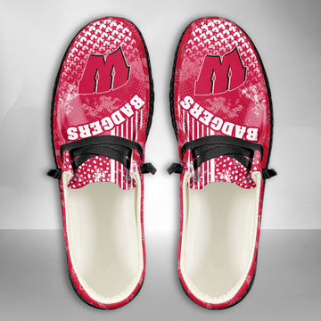 NCAA Wisconsin Badgers Custom Name Hey Dude Shoes 03 M7