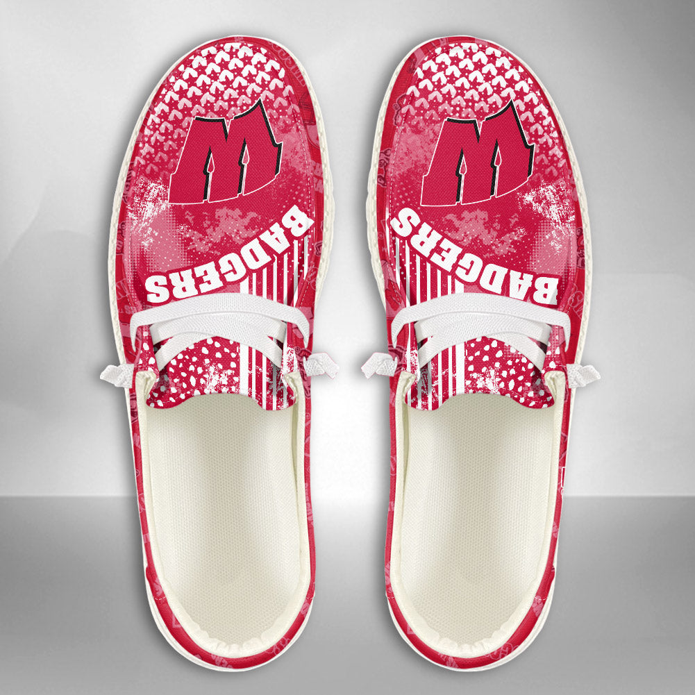 NCAA Wisconsin Badgers Custom Name Hey Dude Shoes 03 M7