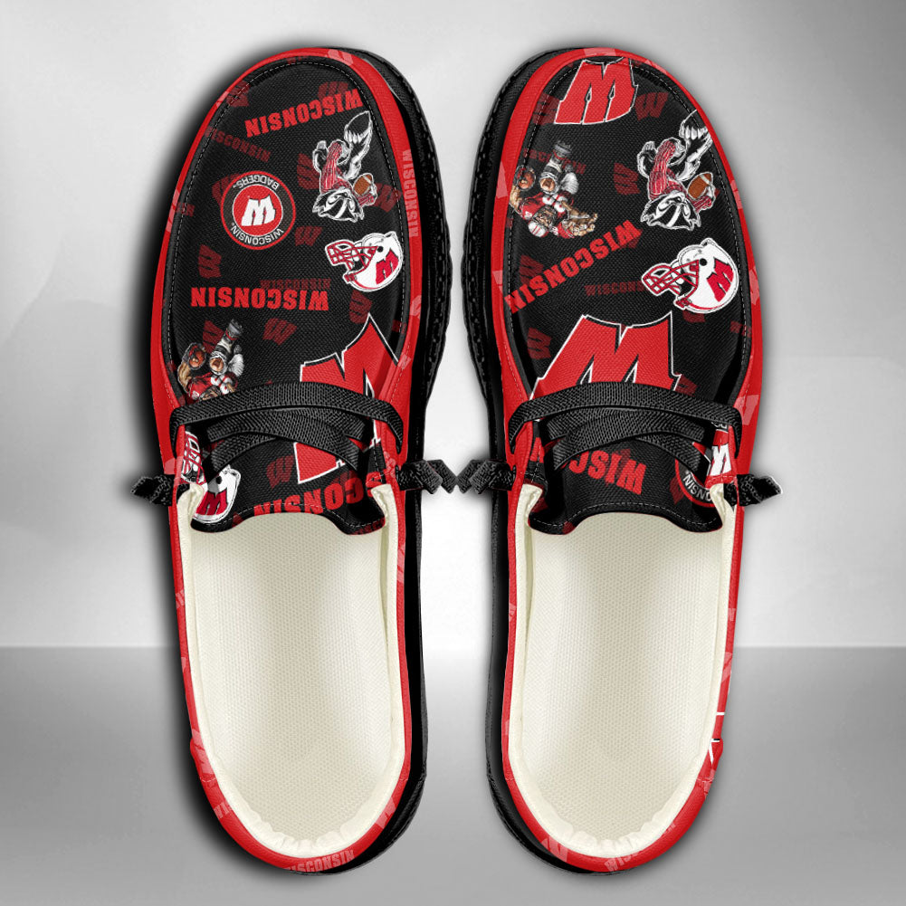 NCAA Wisconsin Badgers Custom Name Hey Dude Shoes 04