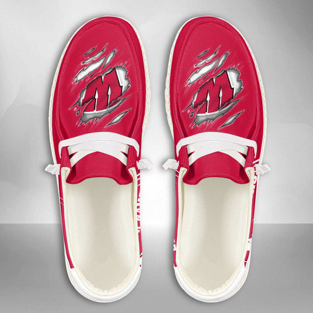 NCAA Wisconsin Badgers Custom Name Hey Dude Shoes 06