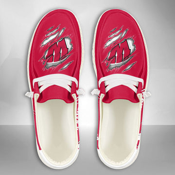 NCAA Wisconsin Badgers Custom Name Hey Dude Shoes 06 M7