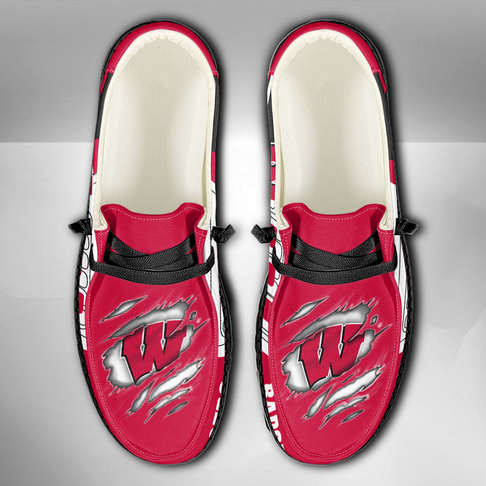 NCAA Wisconsin Badgers Custom Name Hey Dude Shoes 07 M7
