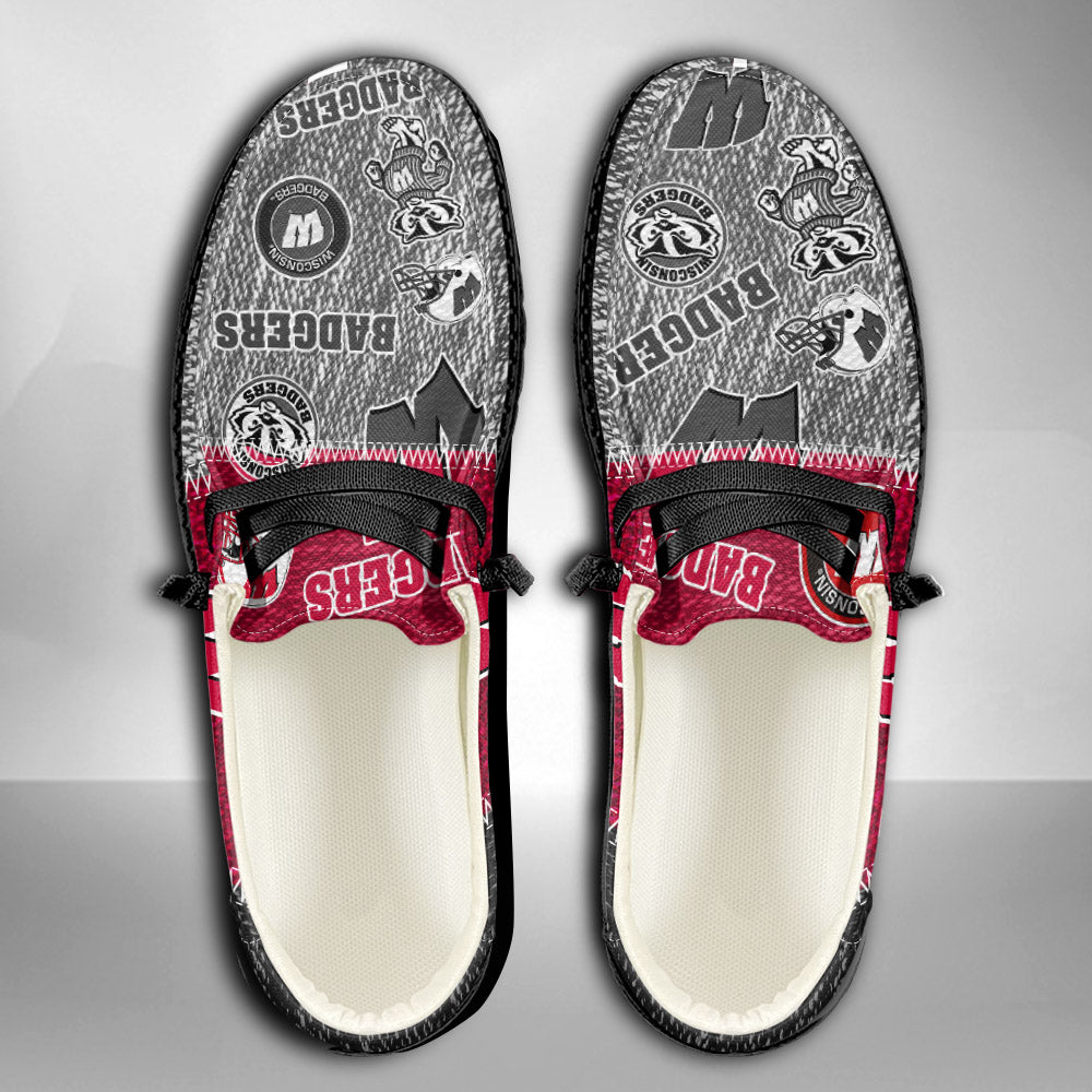 NCAA Wisconsin Badgers Custom Name Hey Dude Shoes 08 M79