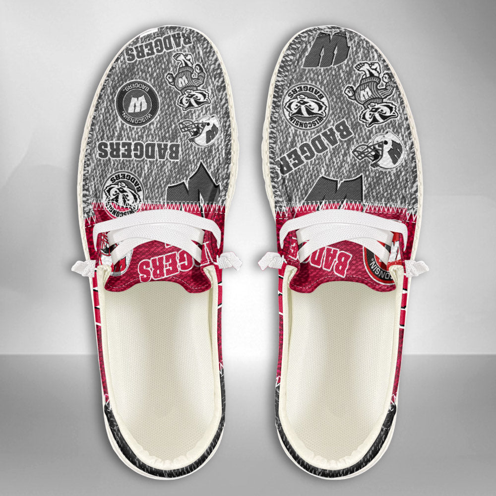 NCAA Wisconsin Badgers Custom Name Hey Dude Shoes 08 M79