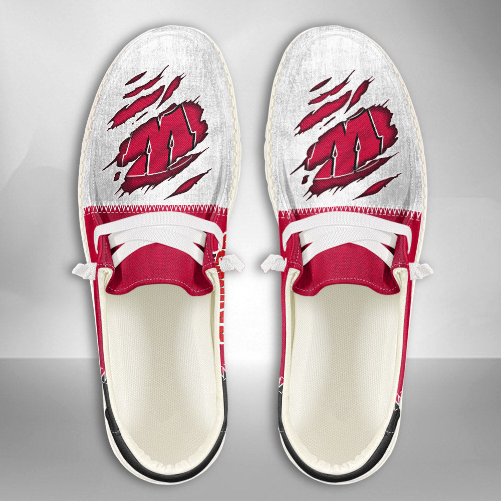 NCAA Wisconsin Badgers Custom Name Hey Dude Shoes 09 M79