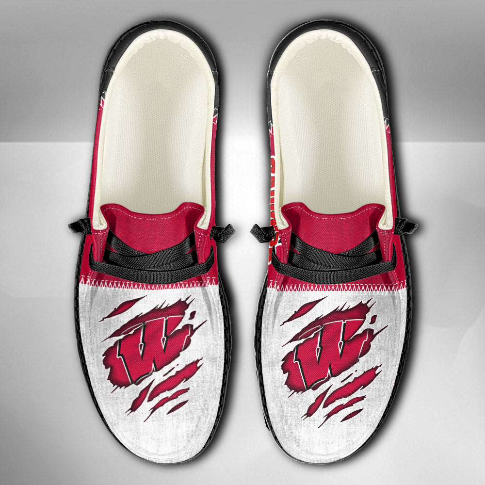 NCAA Wisconsin Badgers Custom Name Hey Dude Shoes 09 M79
