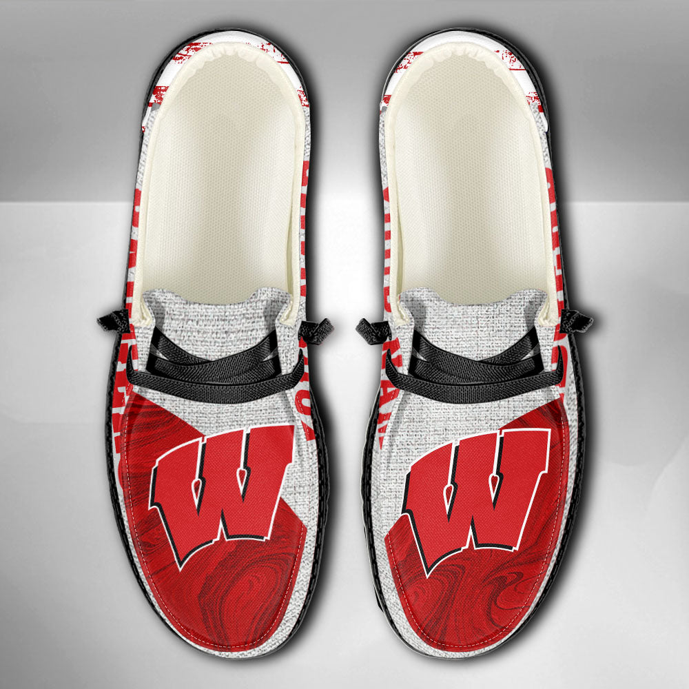 NCAA Wisconsin Badgers Custom Name Hey Dude Shoes 13 M79