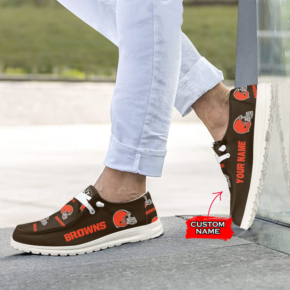 NFL Cleveland Browns - Custom Name Hey Dude Shoes X03