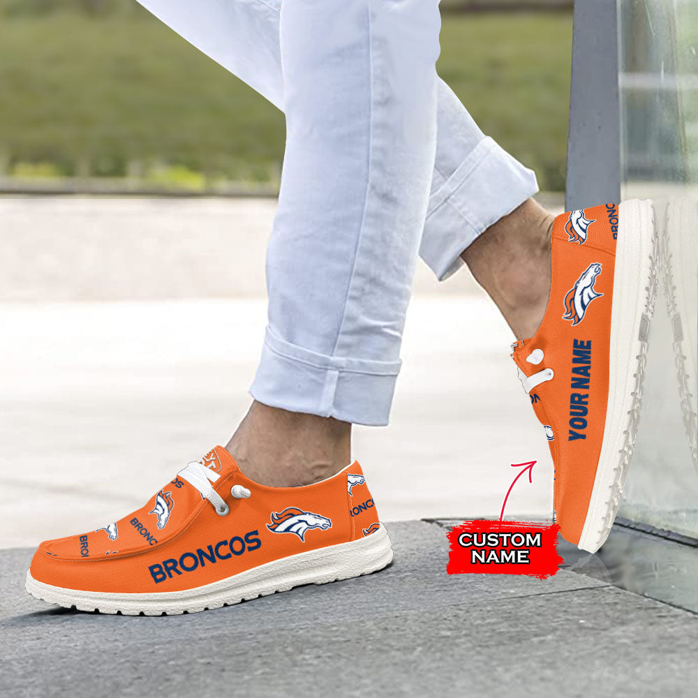 NFL Denver Broncos - Custom Name Hey Dude Shoes X03