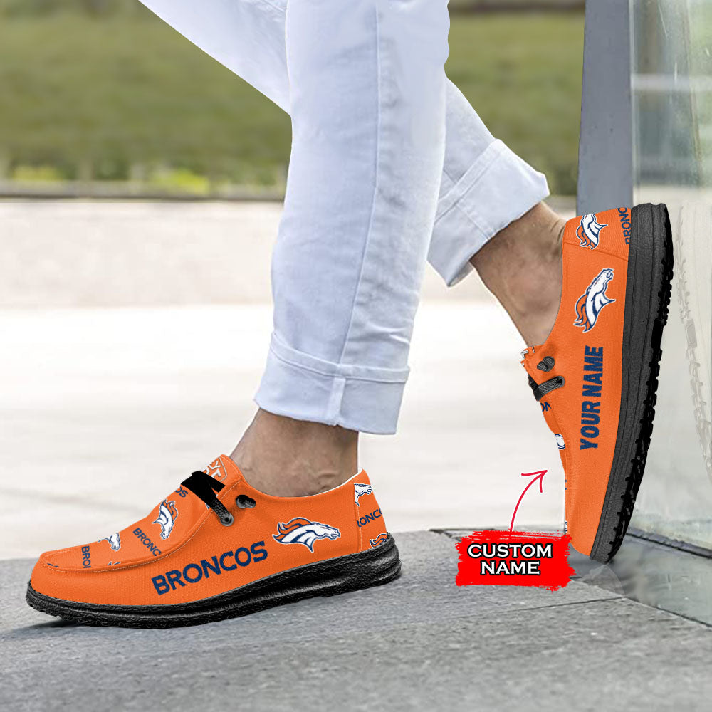 NFL Denver Broncos - Custom Name Hey Dude Shoes X03