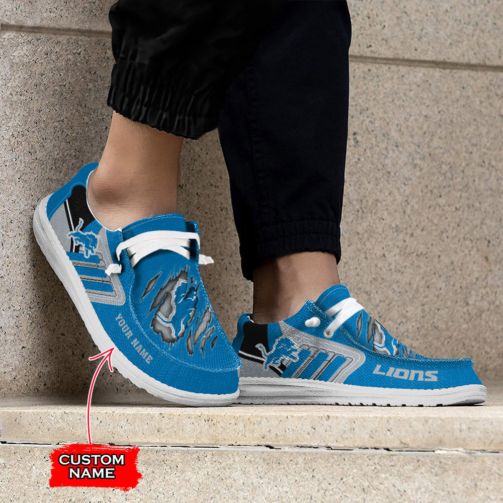 NFL Detroit Lions Custom Name Hey Dude Shoes 07 M7