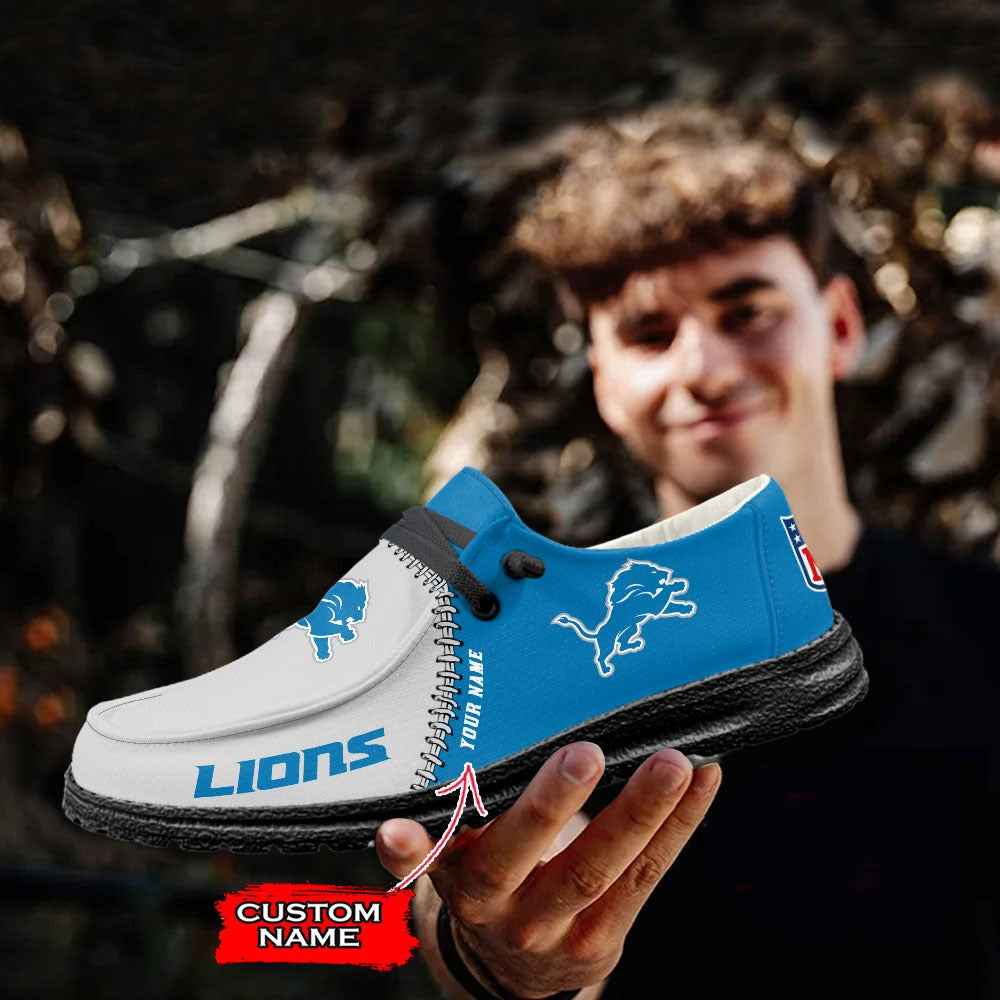 NFL Detroit Lions Custom Name Hey Dude Shoes 08 M12