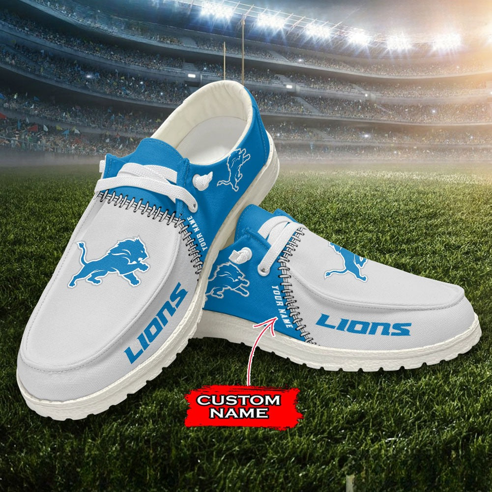 NFL Detroit Lions Custom Name Hey Dude Shoes 08 M12