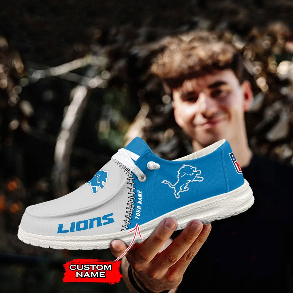 NFL Detroit Lions Custom Name Hey Dude Shoes 08 M12