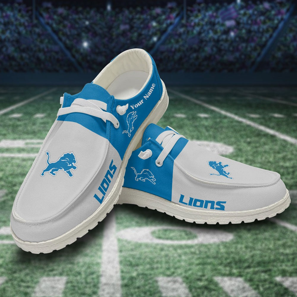 NFL Detroit Lions Custom Name Hey Dude Shoes 09 M12
