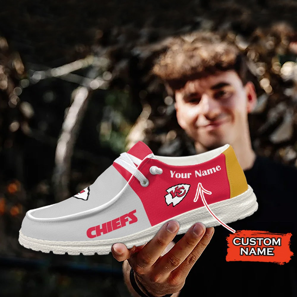 NFL Kansas City Chiefs Custom Name Hey Dude Shoes 09 M12