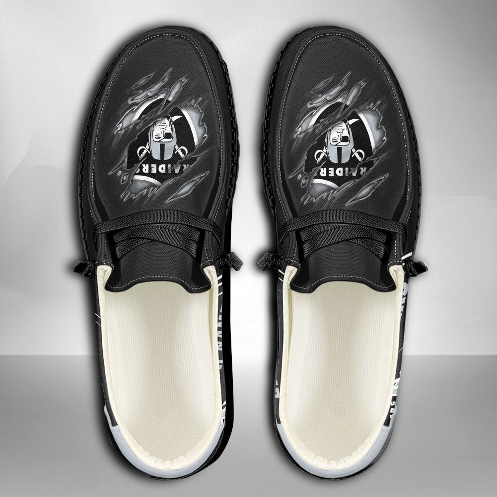 NFL Las Vegas Raiders Custom Name Hey Dude Shoes 06 M7