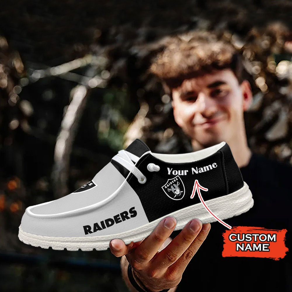 NFL Las Vegas Raiders Custom Name Hey Dude Shoes 09 M12