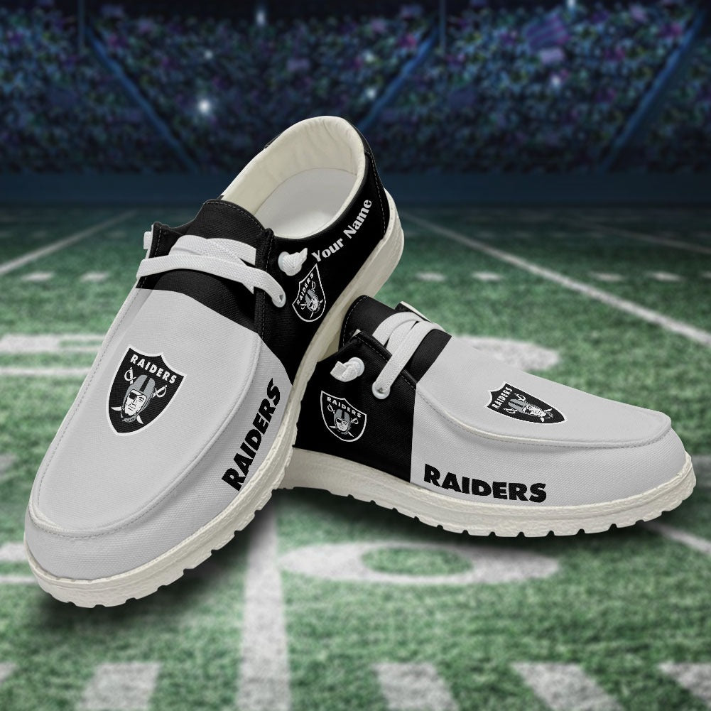 NFL Las Vegas Raiders Custom Name Hey Dude Shoes 14 M79