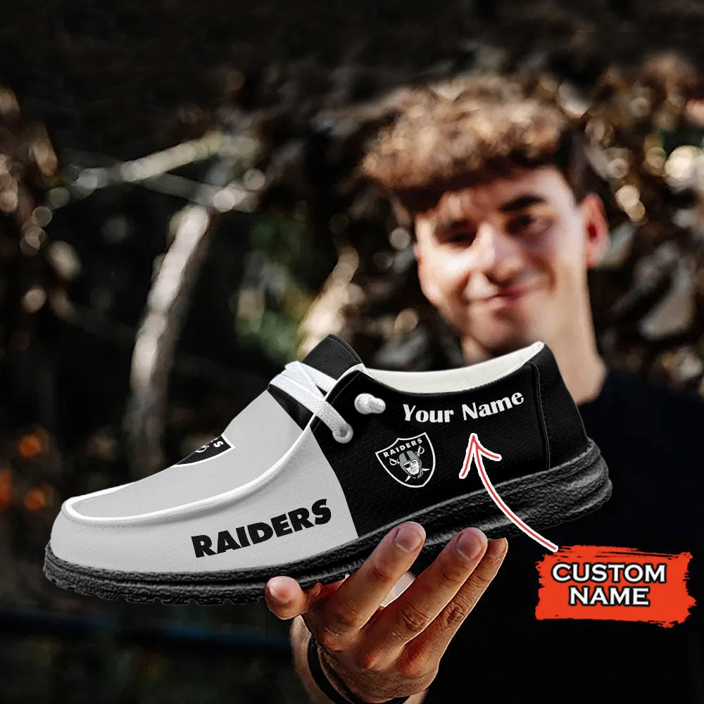 NFL Las Vegas Raiders Custom Name Hey Dude Shoes 14 M79