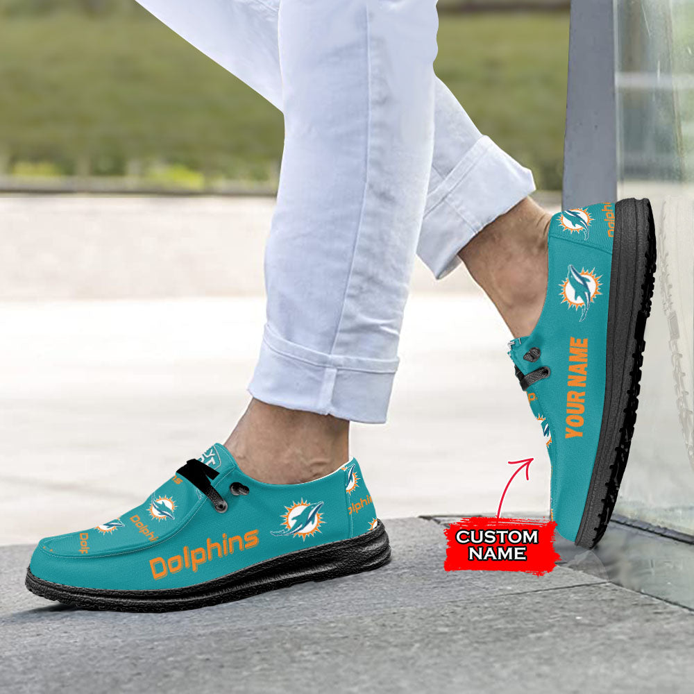 NFL Miami Dolphins - Custom Name Hey Dude Shoes X03