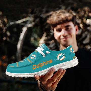 NFL Miami Dolphins - Custom Name Hey Dude Shoes X03
