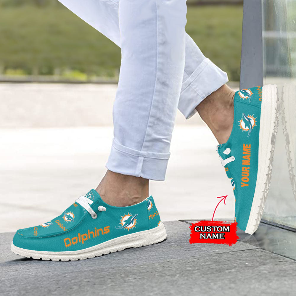 NFL Miami Dolphins - Custom Name Hey Dude Shoes X03