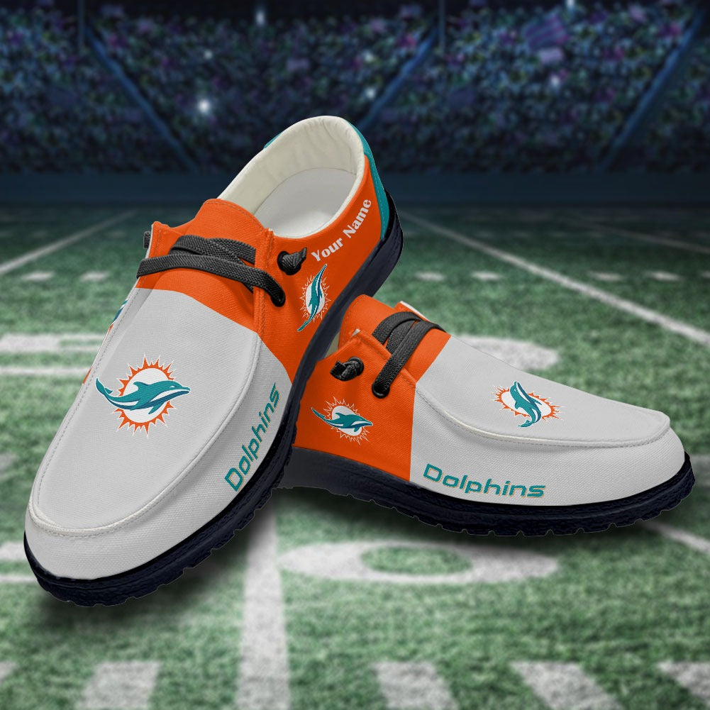NFL Miami Dolphins Custom Name Hey Dude Shoes 09 M12
