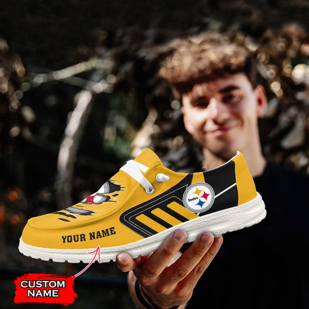 NFL Pittsburgh Steelers Custom Name Hey Dude Shoes 07 M7