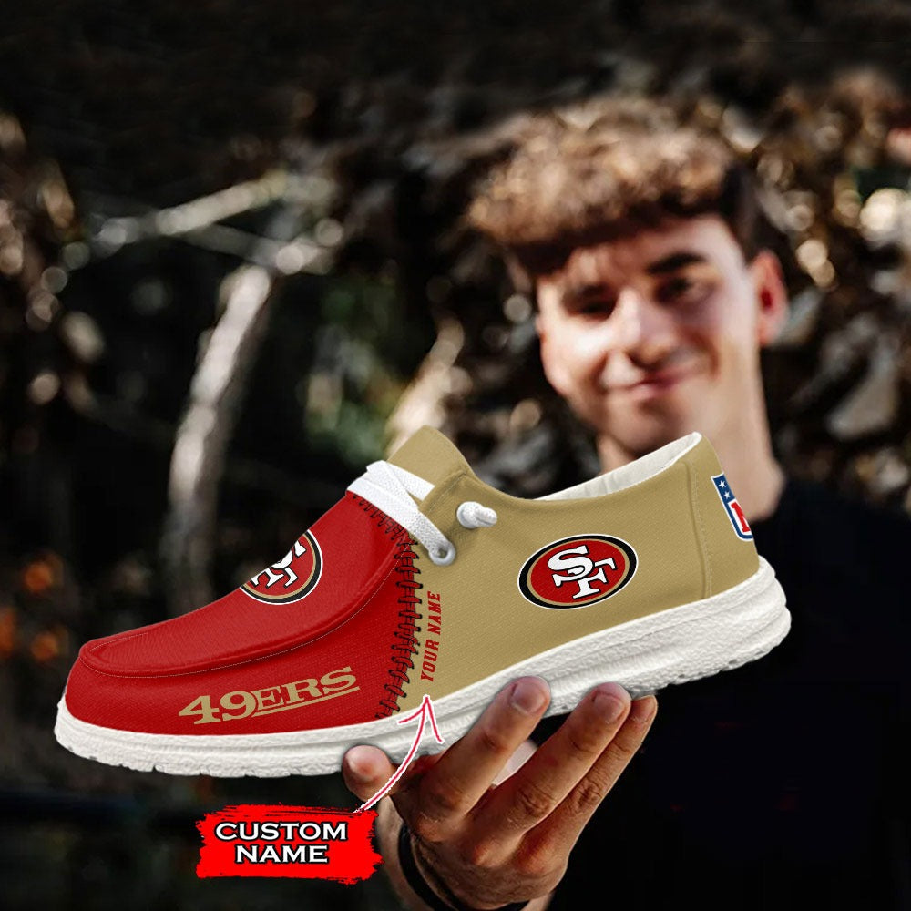 NFL San Francisco 49ers Custom Name Hey Dude Shoes 08 M12