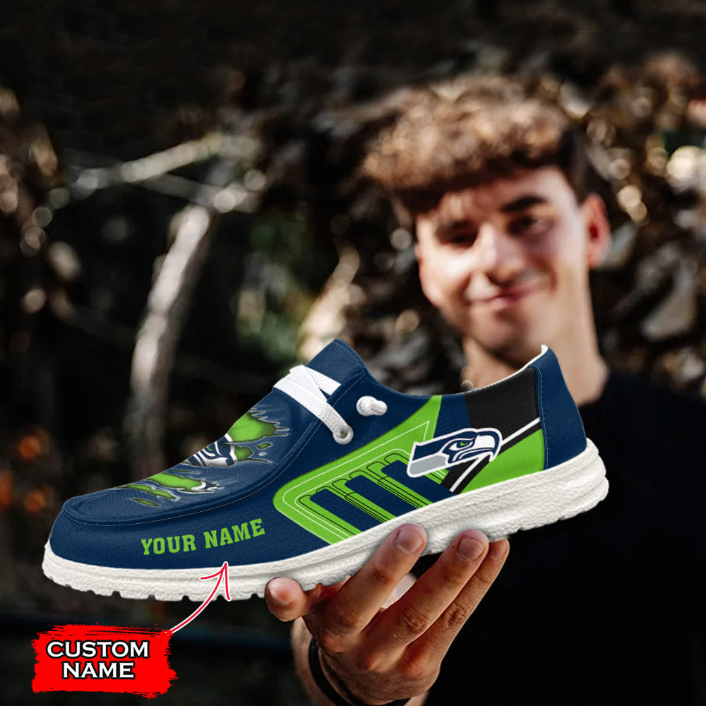NFL Seattle Seahawks Custom Name Hey Dude Shoes 07 M7