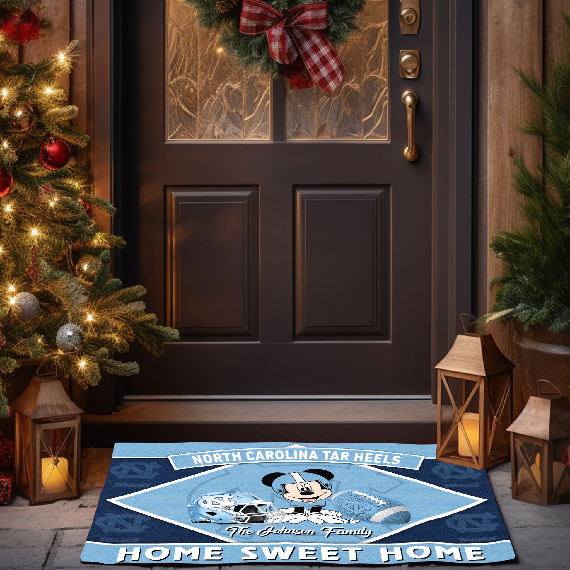 North Carolina Tar Heels Doormat Custom Your Family Name, Sport Team And MK Doormat, FootBall Fan Gifts EHIVM-52722