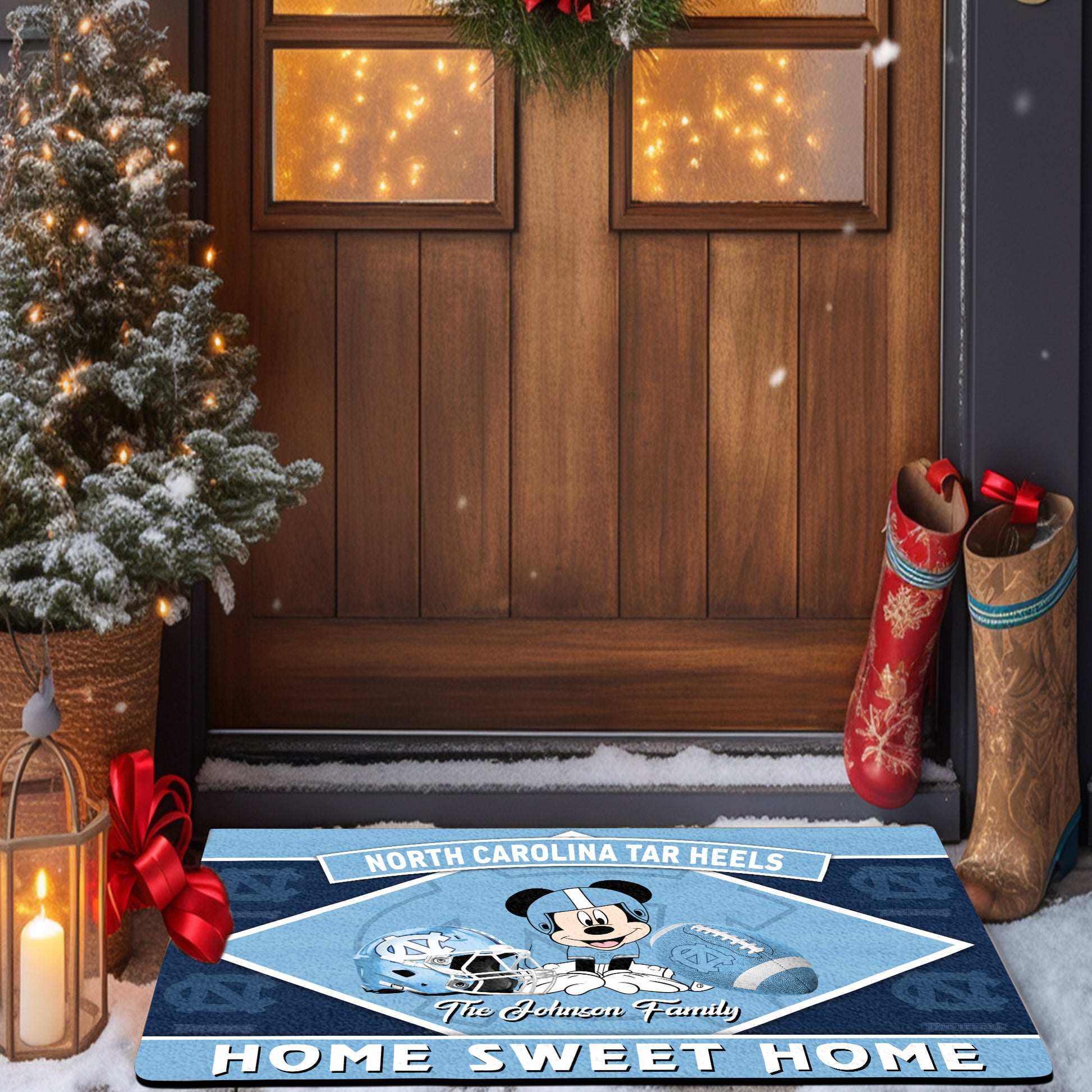 North Carolina Tar Heels Doormat Custom Your Family Name, Sport Team And MK Doormat, FootBall Fan Gifts EHIVM-52722