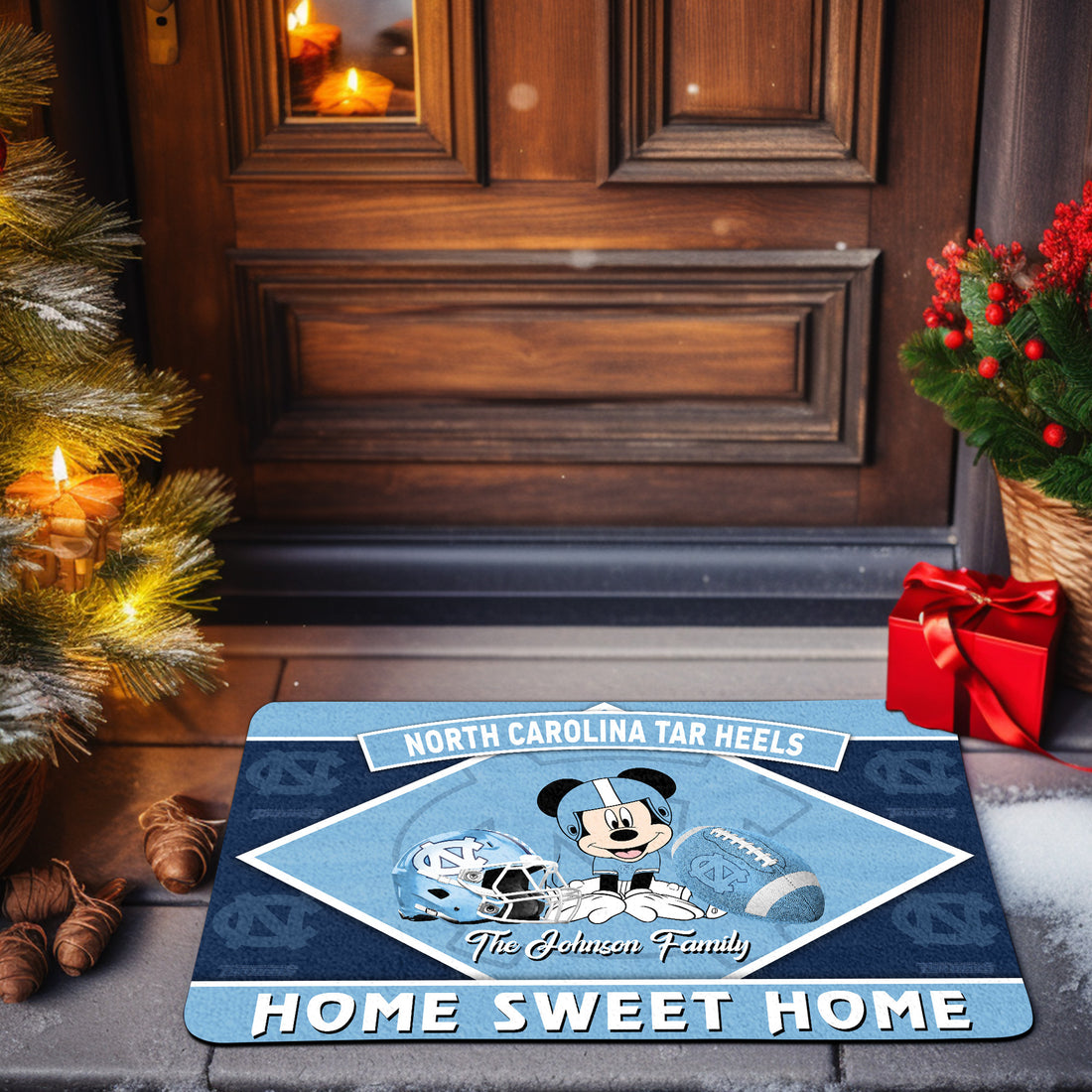 North Carolina Tar Heels Doormat Custom Your Family Name, Sport Team And MK Doormat, FootBall Fan Gifts EHIVM-52722