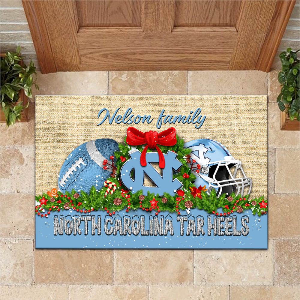 North Carolina Tar Heels Doormat Personalized Your Name, Sport Team Doormat, Christmas Gifts For Football Fan, Home Decor ETHY-52726