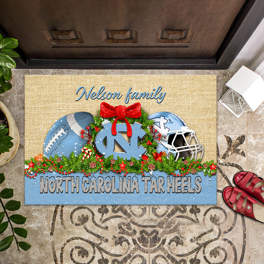 North Carolina Tar Heels Doormat Personalized Your Name, Sport Team Doormat, Christmas Gifts For Football Fan, Home Decor ETHY-52726
