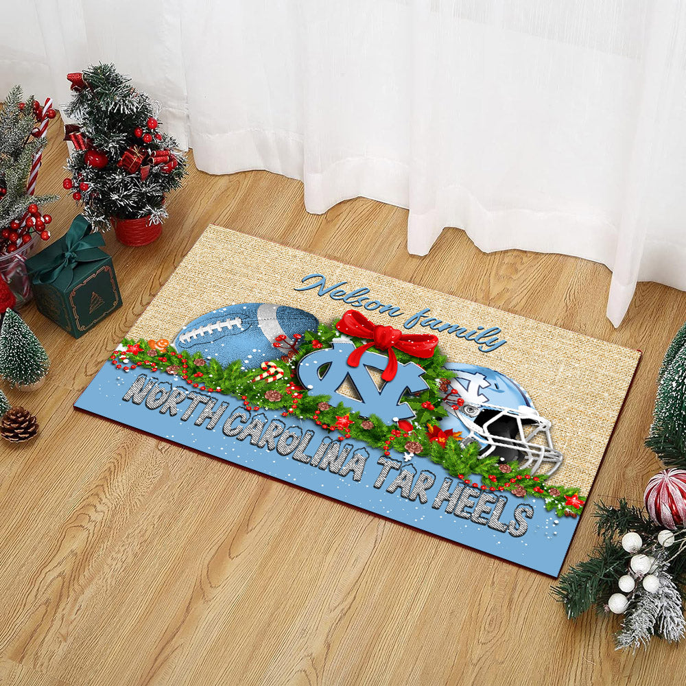 North Carolina Tar Heels Doormat Personalized Your Name, Sport Team Doormat, Christmas Gifts For Football Fan, Home Decor ETHY-52726