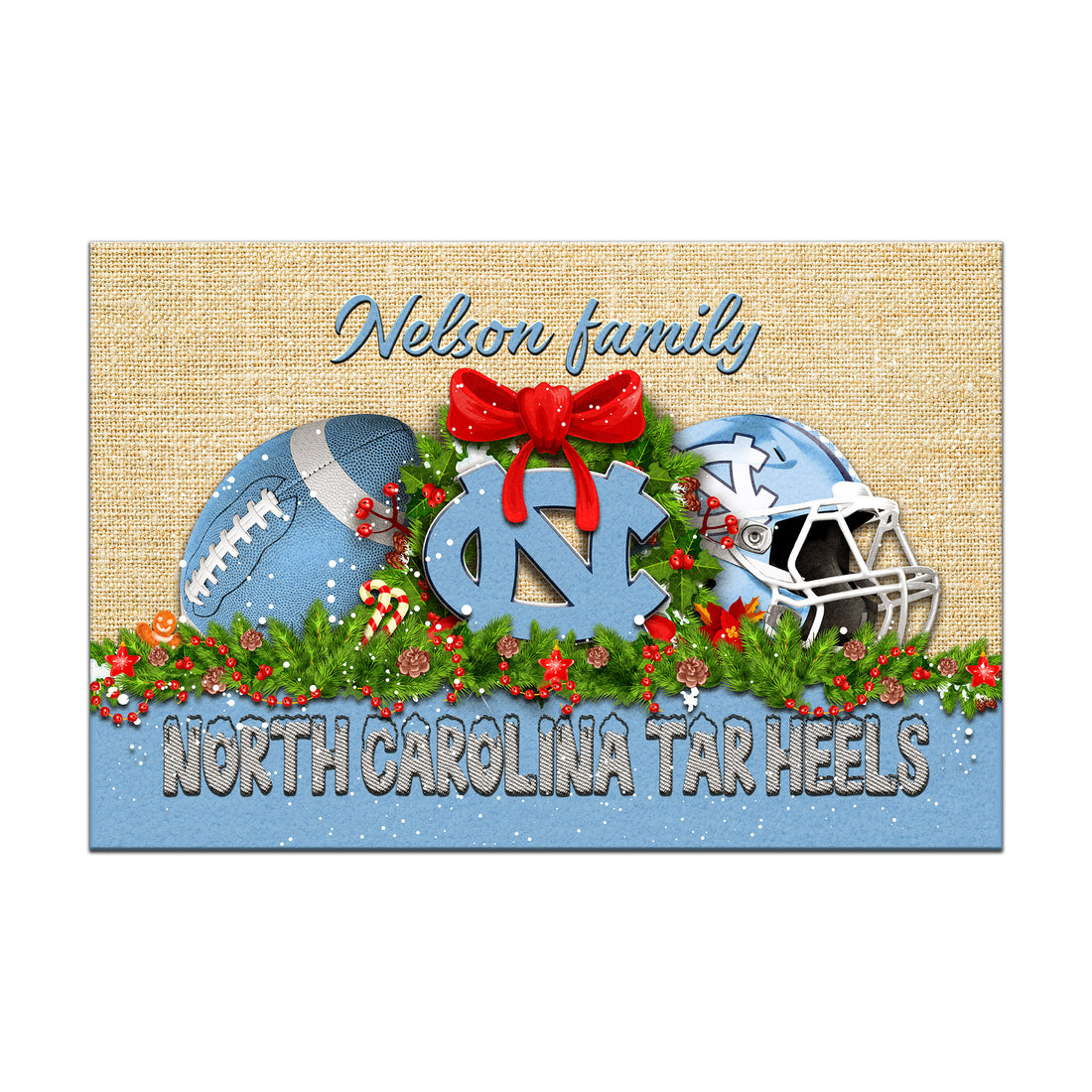 North Carolina Tar Heels Doormat Personalized Your Name, Sport Team Doormat, Christmas Gifts For Football Fan, Home Decor ETHY-52726