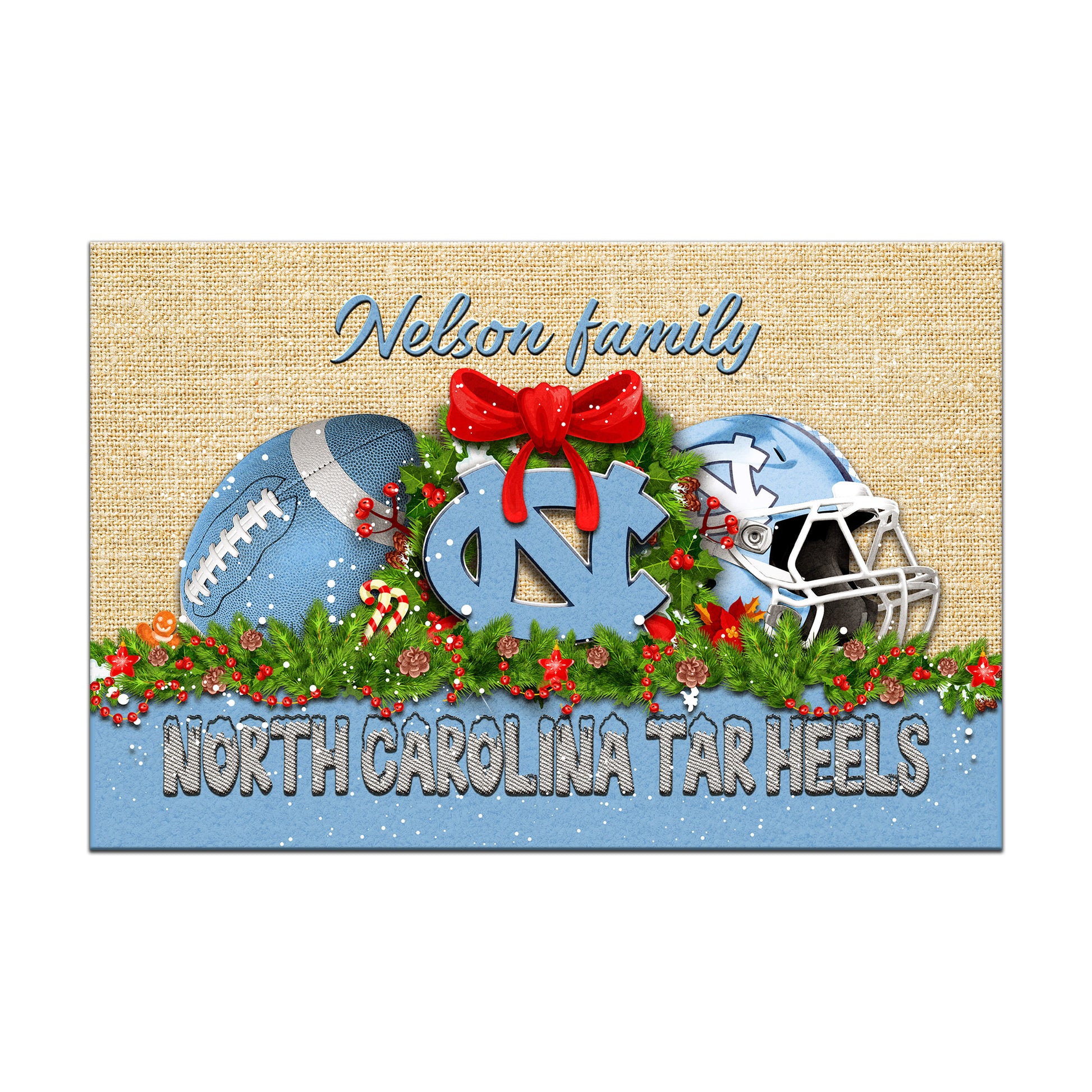 North Carolina Tar Heels Doormat Personalized Your Name, Sport Team Doormat, Christmas Gifts For Football Fan, Home Decor ETHY-52726